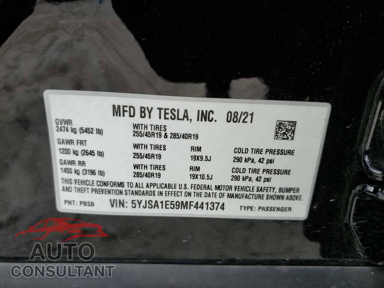TESLA MODEL S 2021 - 5YJSA1E59MF441374
