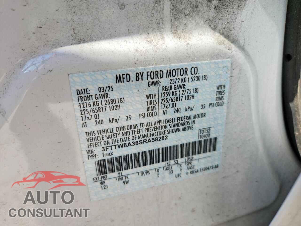 FORD MAVERICK 2025 - 3FTTW8A38SRA58282
