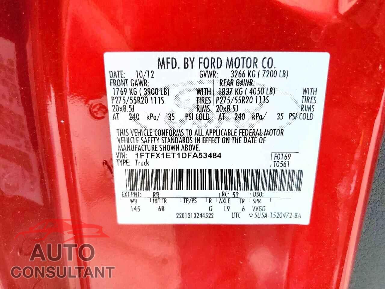 FORD F150 2013 - 1FTFX1ET1DFA53484