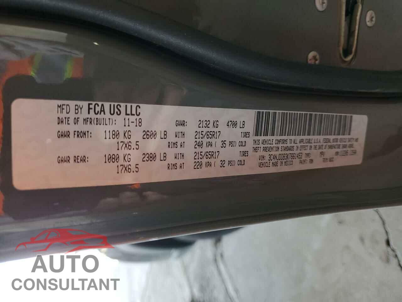 JEEP COMPASS 2019 - 3C4NJDDB3KT661453