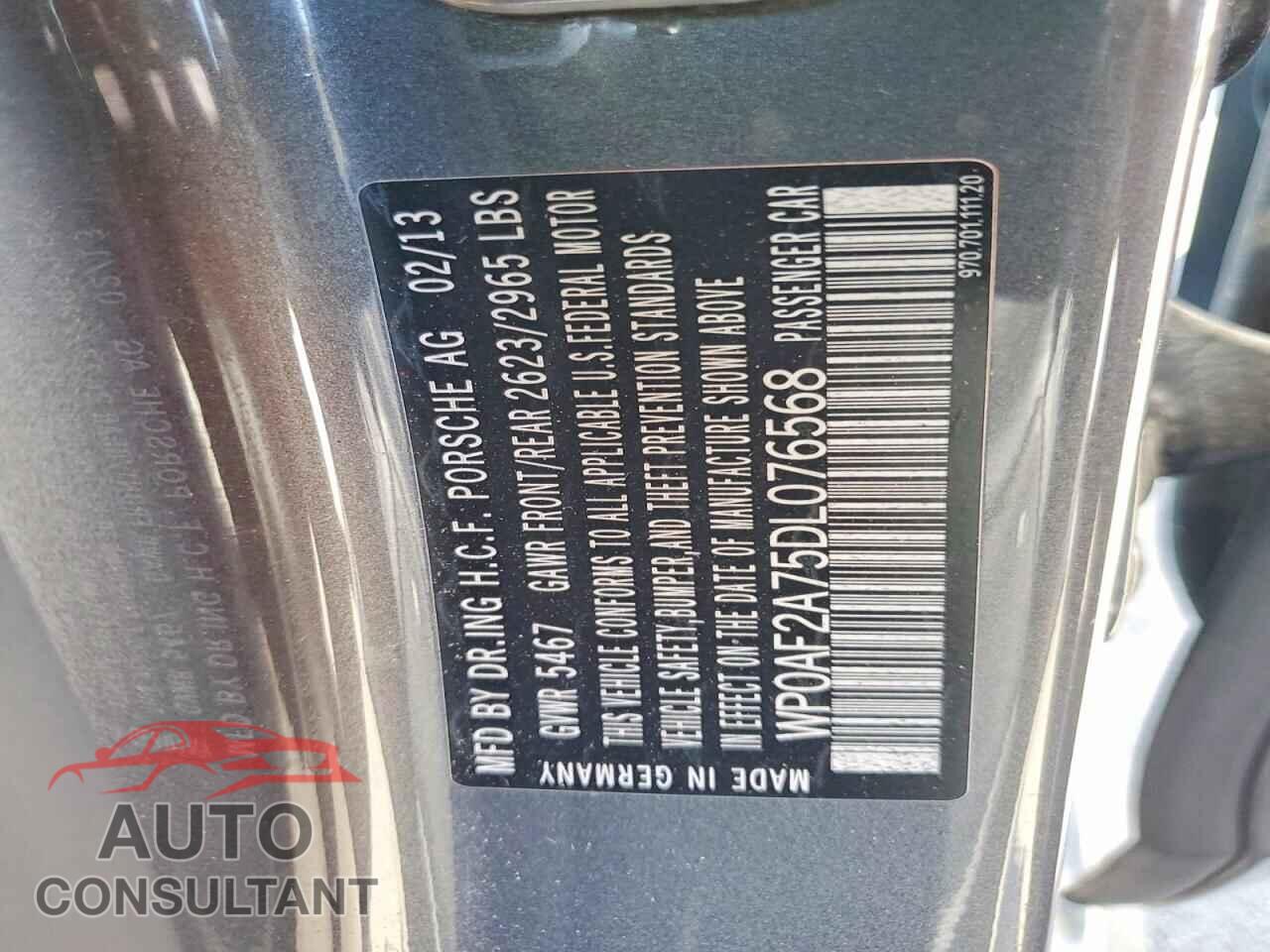 PORSCHE PANAMERA 2013 - WP0AF2A75DL076568