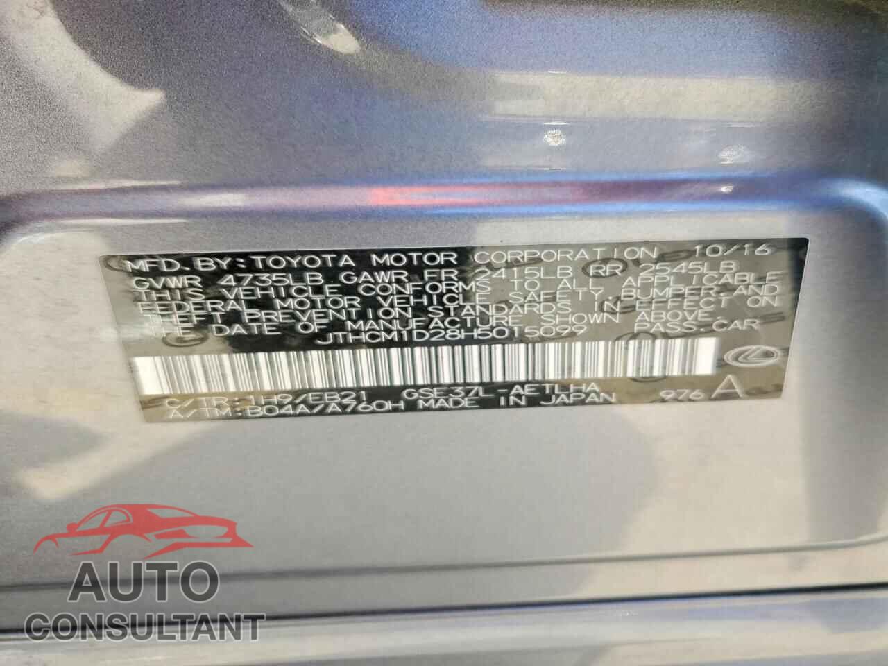 LEXUS IS 2017 - JTHCM1D28H5015099