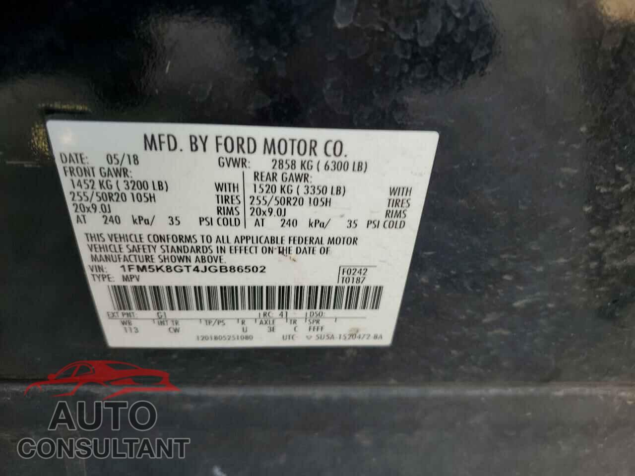 FORD EXPLORER 2018 - 1FM5K8GT4JGB86502
