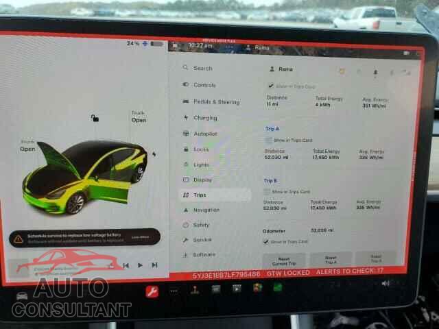 TESLA MODEL 3 2020 - 5YJ3E1EB7LF795486
