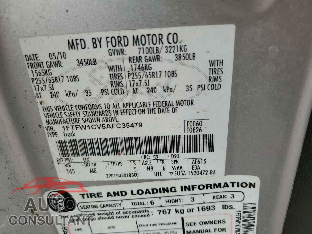 FORD F-150 2010 - 1FTFW1CV5AFC35479