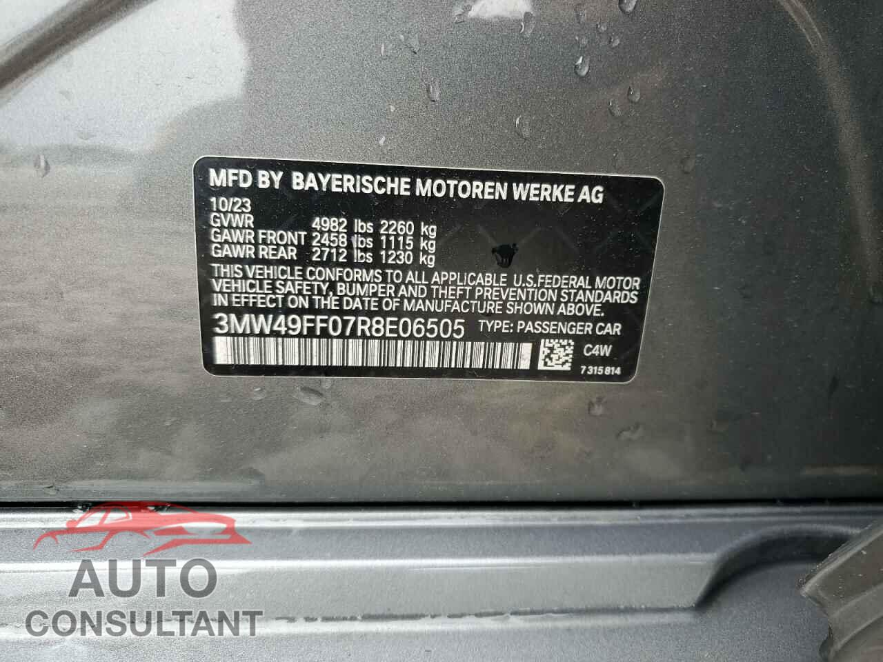 BMW M3 2024 - 3MW49FF07R8E06505