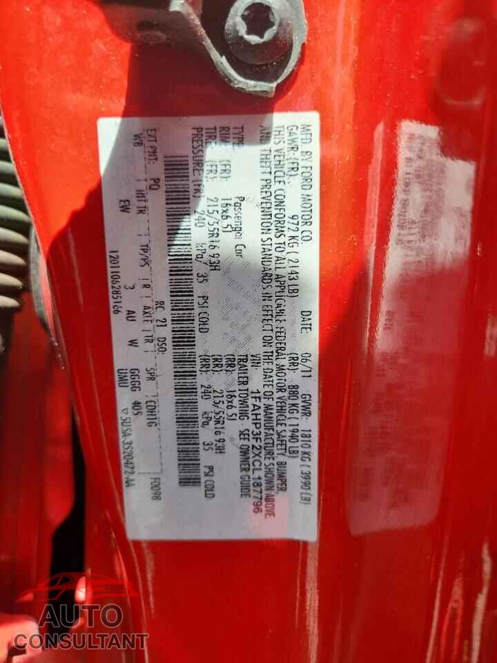 FORD FOCUS 2012 - 1FAHP3F2XCL187796