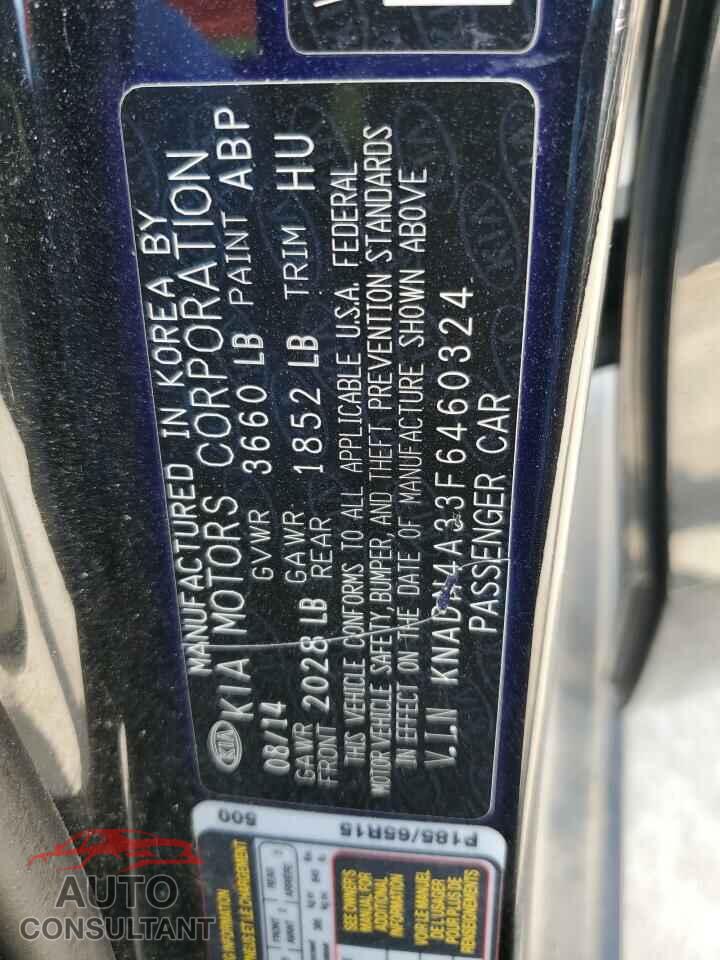 KIA RIO 2015 - KNADN4A33F6460324