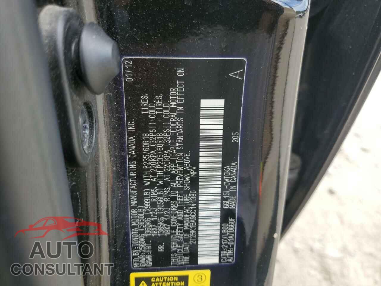 LEXUS RX350 2012 - 2T2BK1BA9CC141380