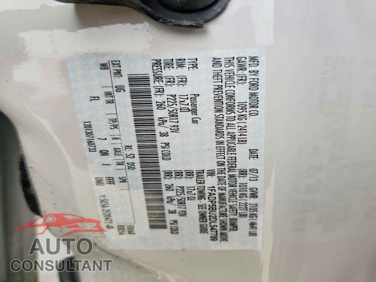 FORD CMAX 2013 - 1FADP5BU2DL547789