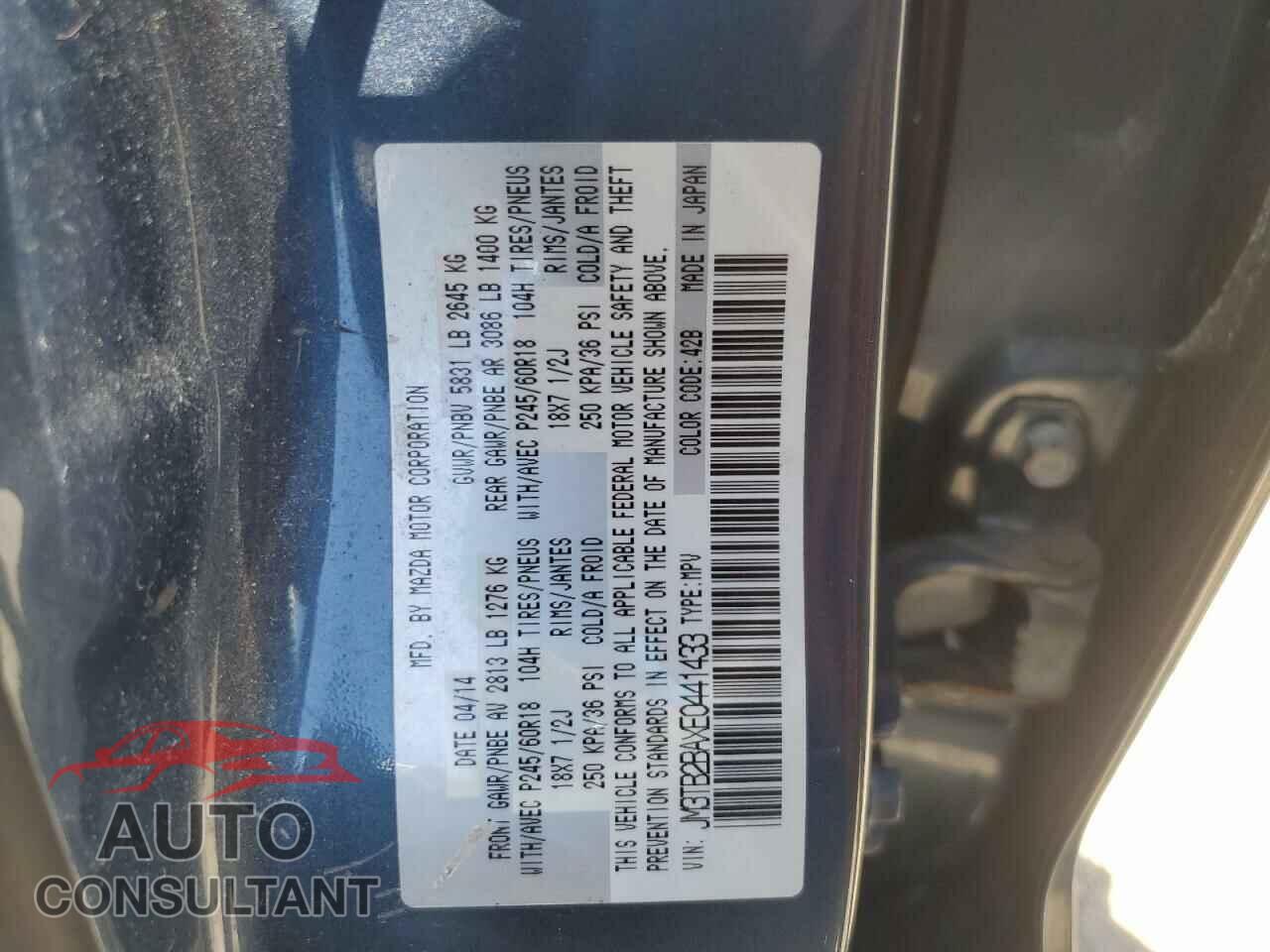 MAZDA CX-9 2014 - JM3TB2BAXE0441433