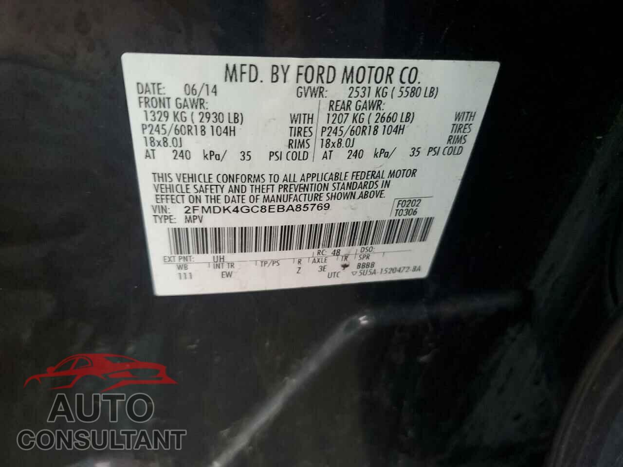 FORD EDGE 2014 - 2FMDK4GC8EBA85769