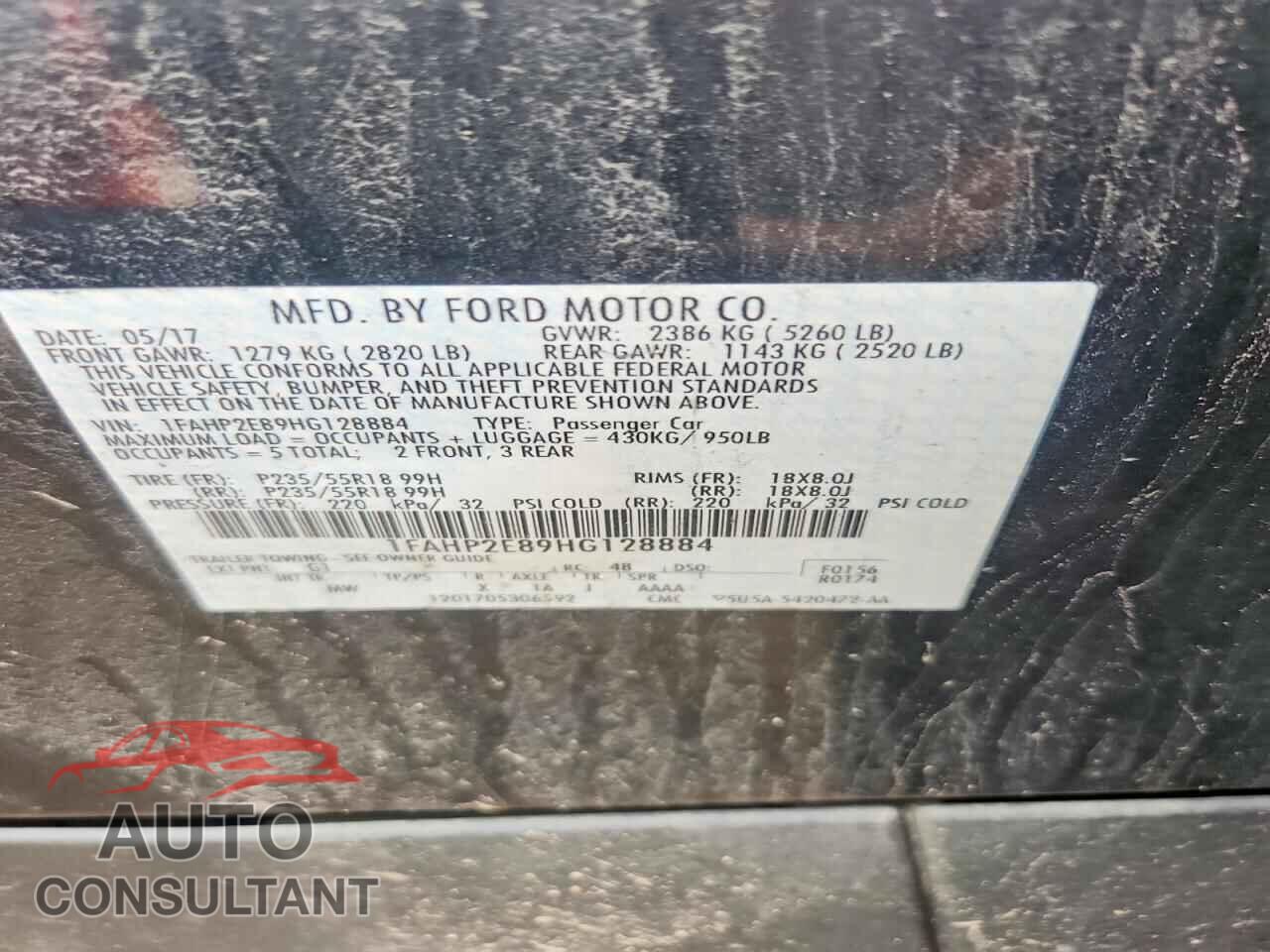 FORD TAURUS 2017 - 1FAHP2E89HG128884