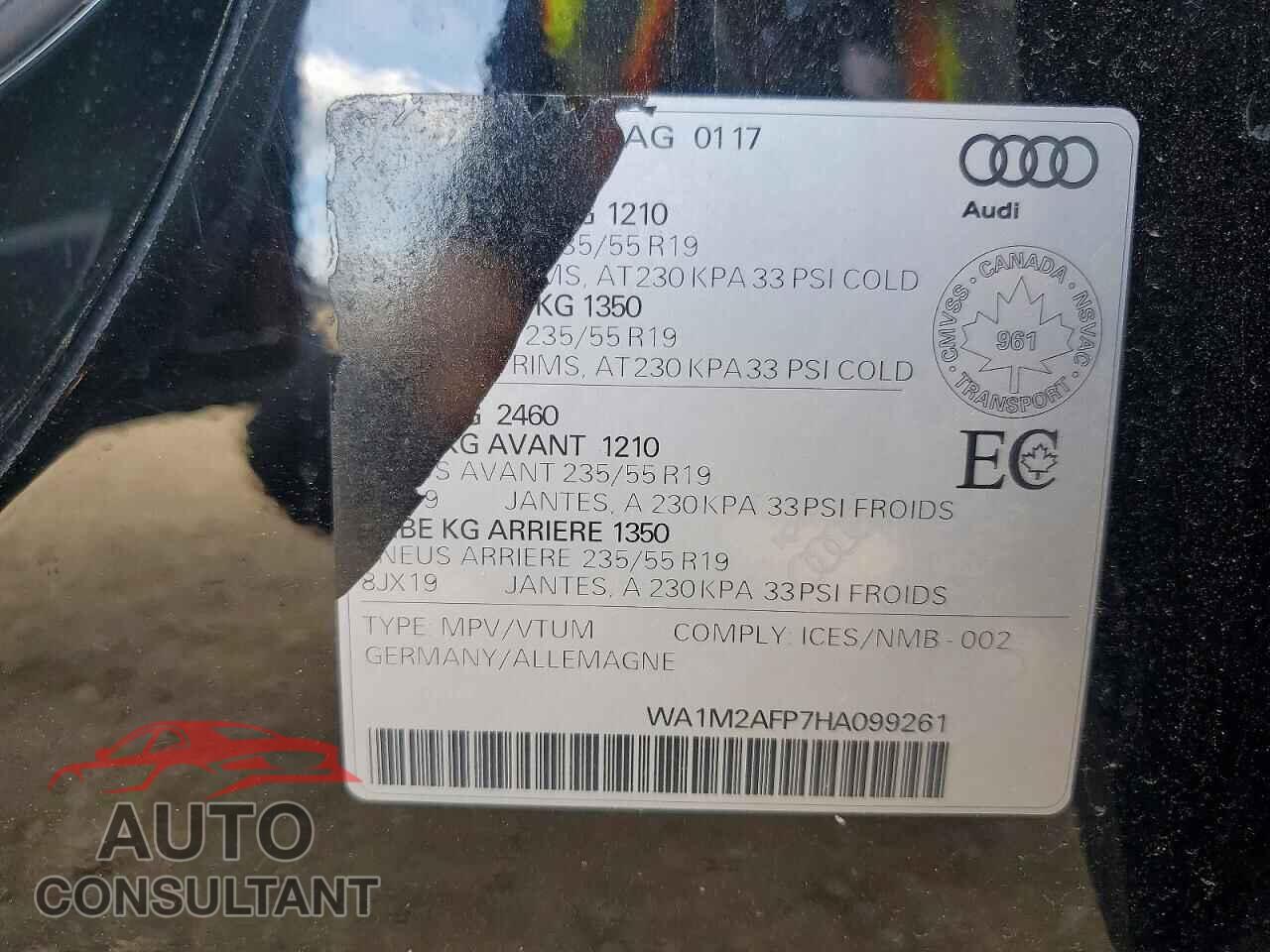 AUDI Q5 2017 - WA1M2AFP7HA099261