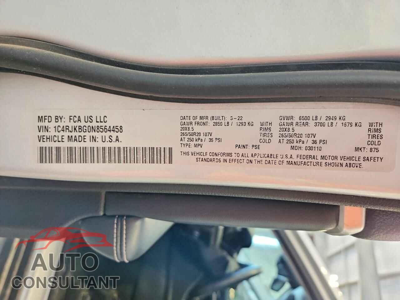 JEEP CHEROKEE 2022 - 1C4RJKBG0N8564458