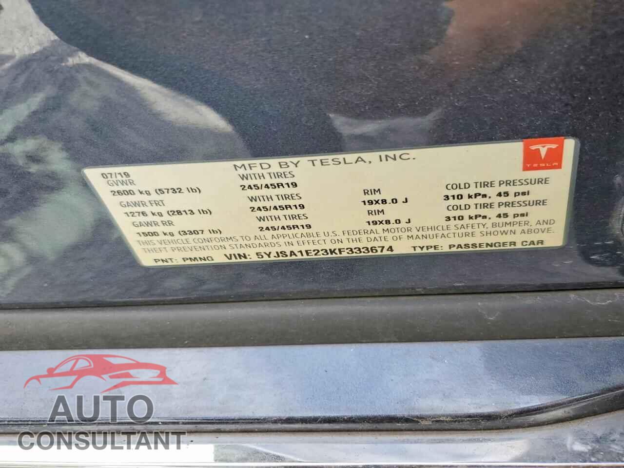 TESLA MODEL S 2019 - 5YJSA1E23KF333674
