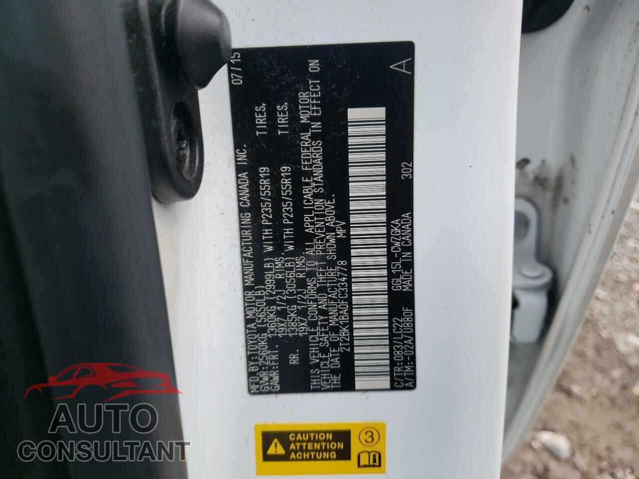 LEXUS RX350 2015 - 2T2BK1BA0FC334778