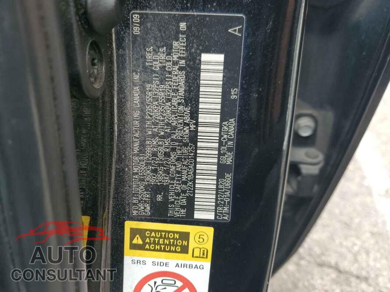 LEXUS RX350 2010 - 2T2ZK1BA6AC014257