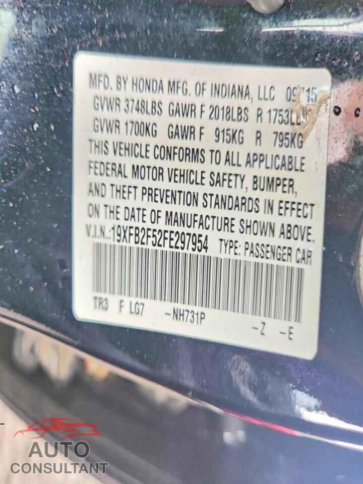 HONDA CIVIC 2015 - 19XFB2F52FE297954