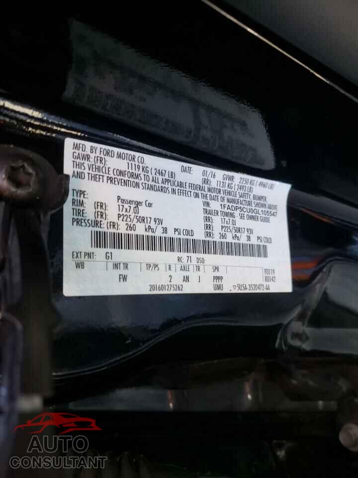 FORD CMAX 2016 - 1FADP5CU0GL105547
