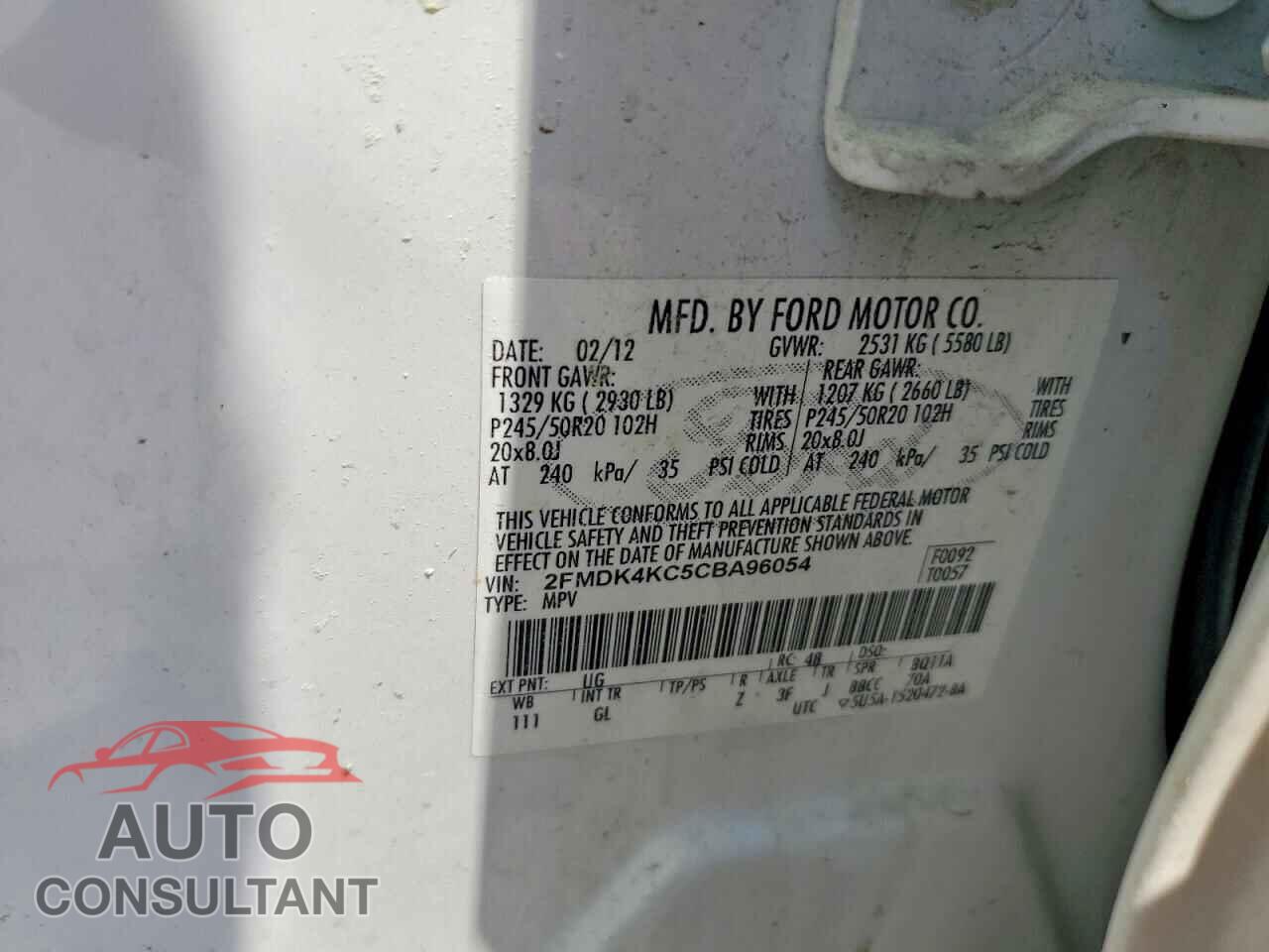 FORD EDGE 2012 - 2FMDK4KC5CBA96054