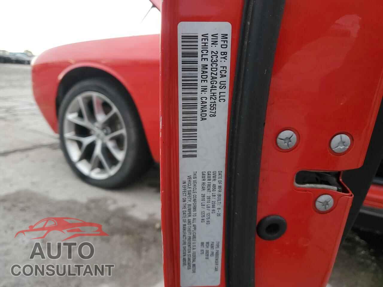 DODGE CHALLENGER 2020 - 2C3CDZAG4LH215578