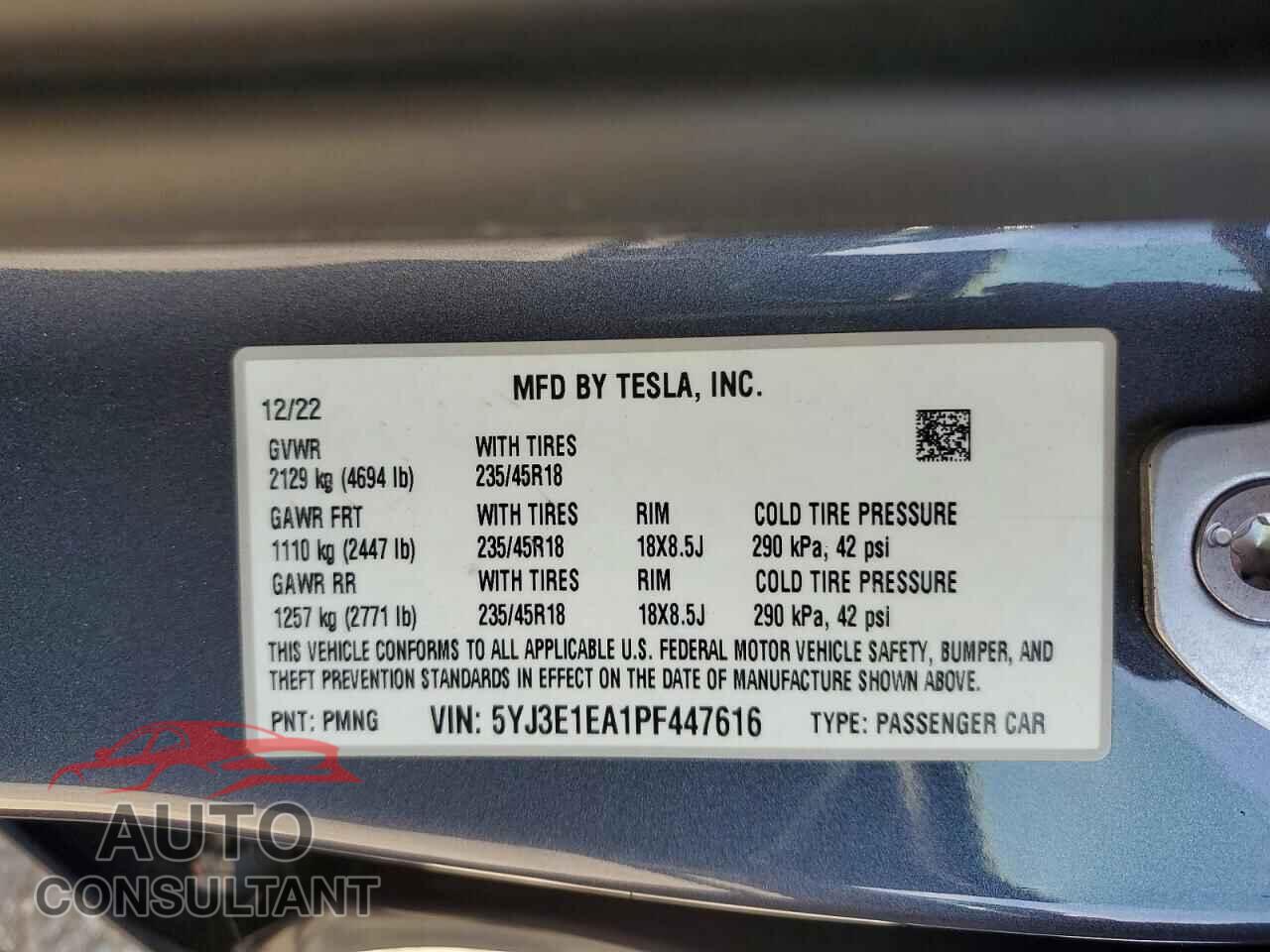 TESLA MODEL 3 2023 - 5YJ3E1EA1PF447616