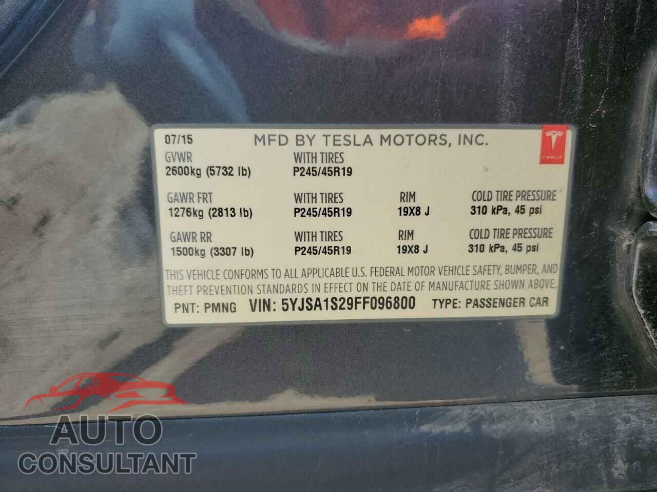 TESLA MODEL S 2015 - 5YJSA1S29FF096800