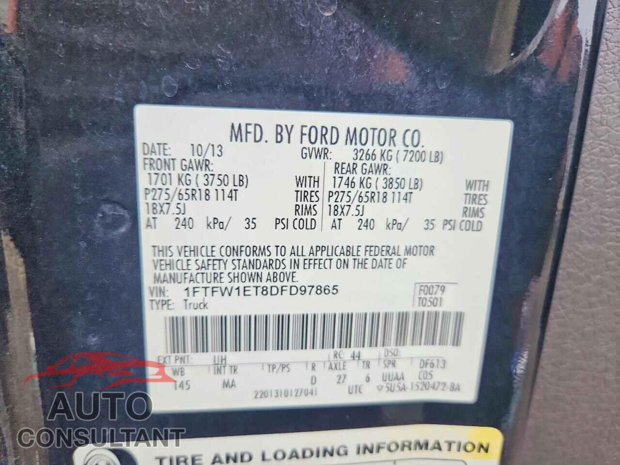 FORD F150 2013 - 1FTFW1ET8DFD97865