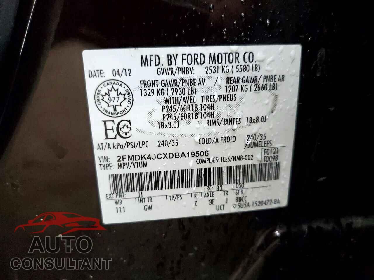 FORD EDGE 2013 - 2FMDK4JCXDBA19506