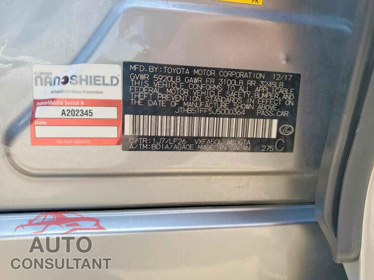 LEXUS LS500 2018 - JTHB51FF5J5000364