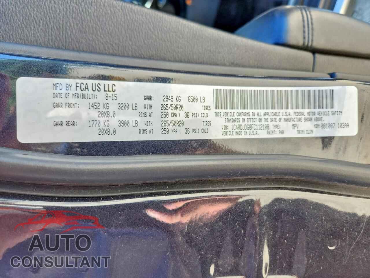 DODGE DURANGO 2015 - 1C4RDJDG8FC112108