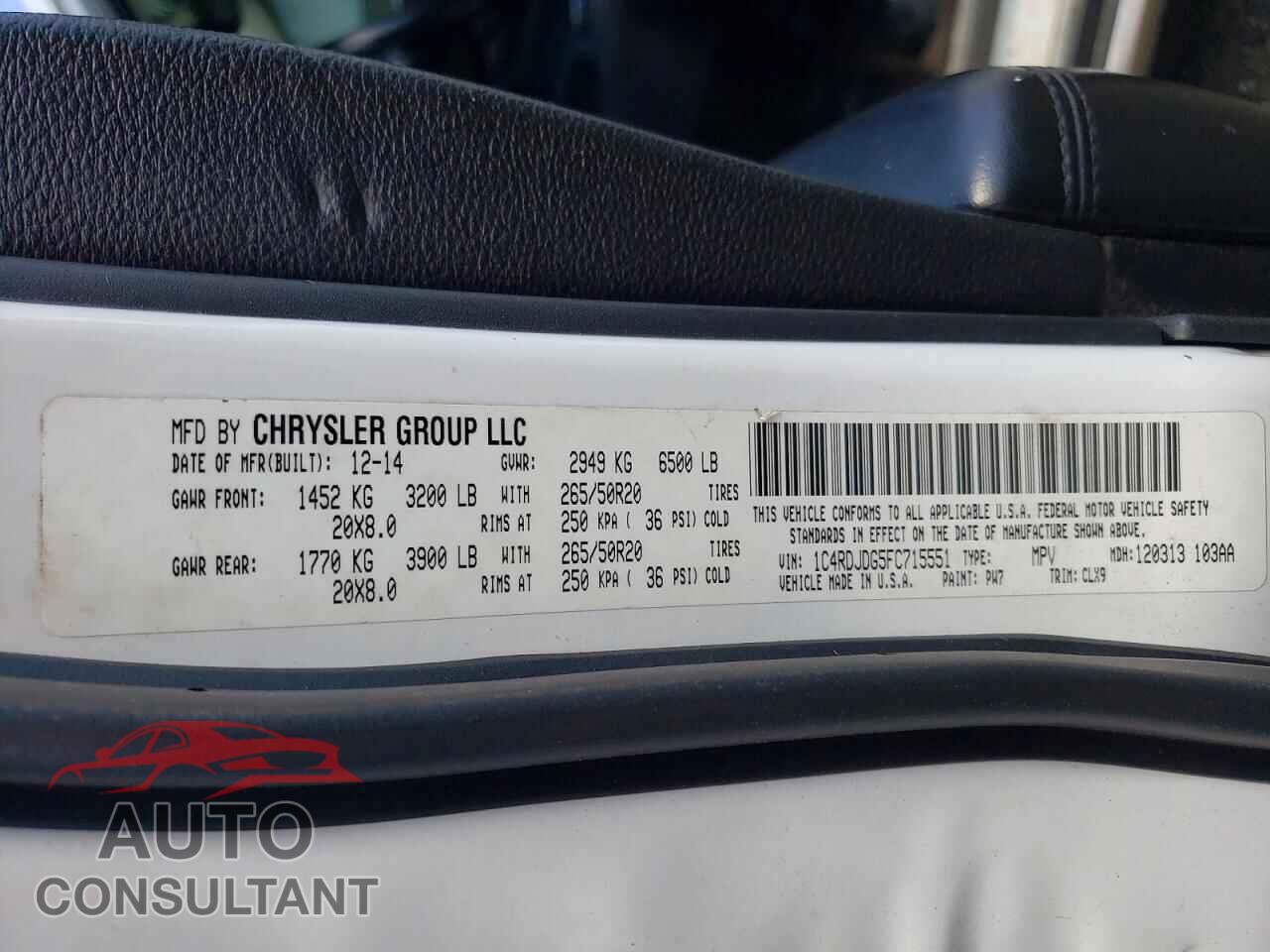 DODGE DURANGO 2015 - 1C4RDJDG5FC715551