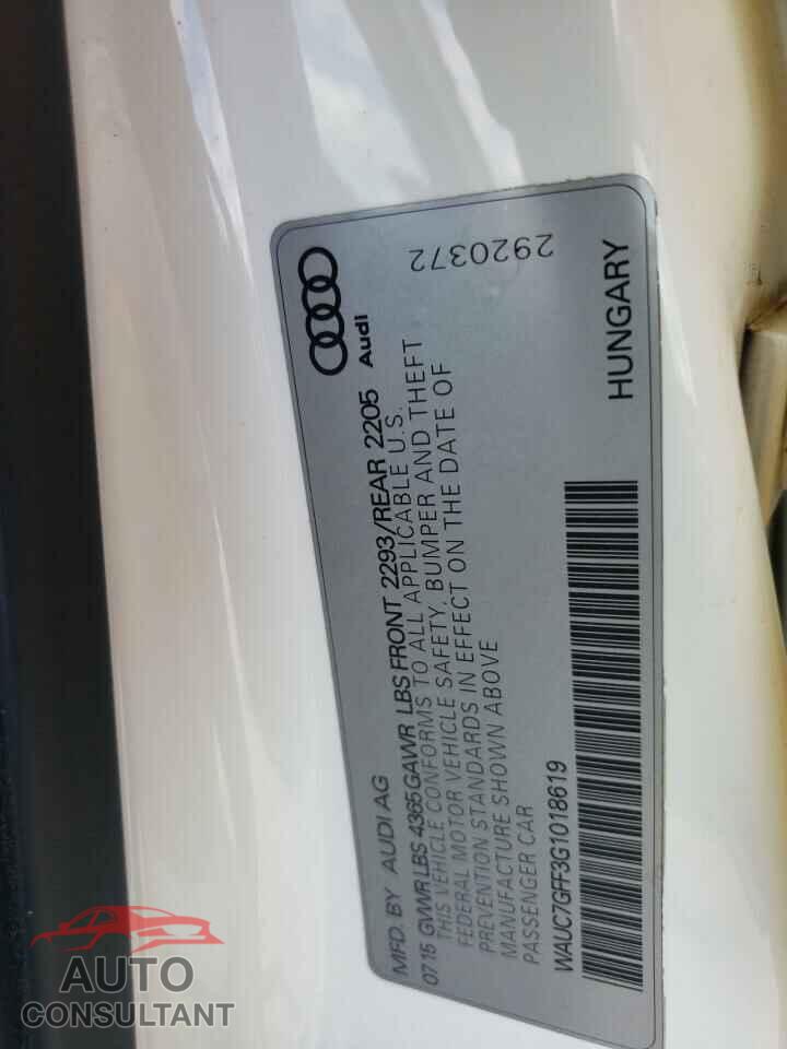 AUDI A3 2016 - WAUC7GFF3G1018619
