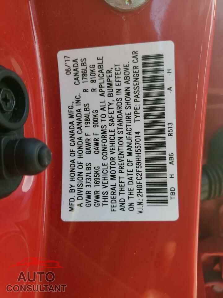 HONDA CIVIC 2017 - 2HGFC2F59HH557014
