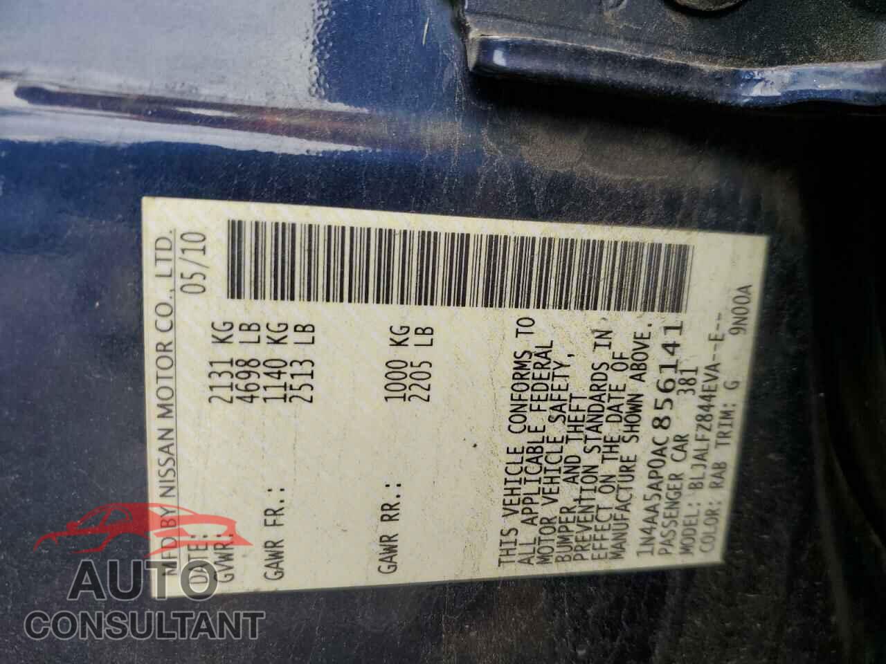 NISSAN MAXIMA 2010 - 1N4AA5AP0AC856141