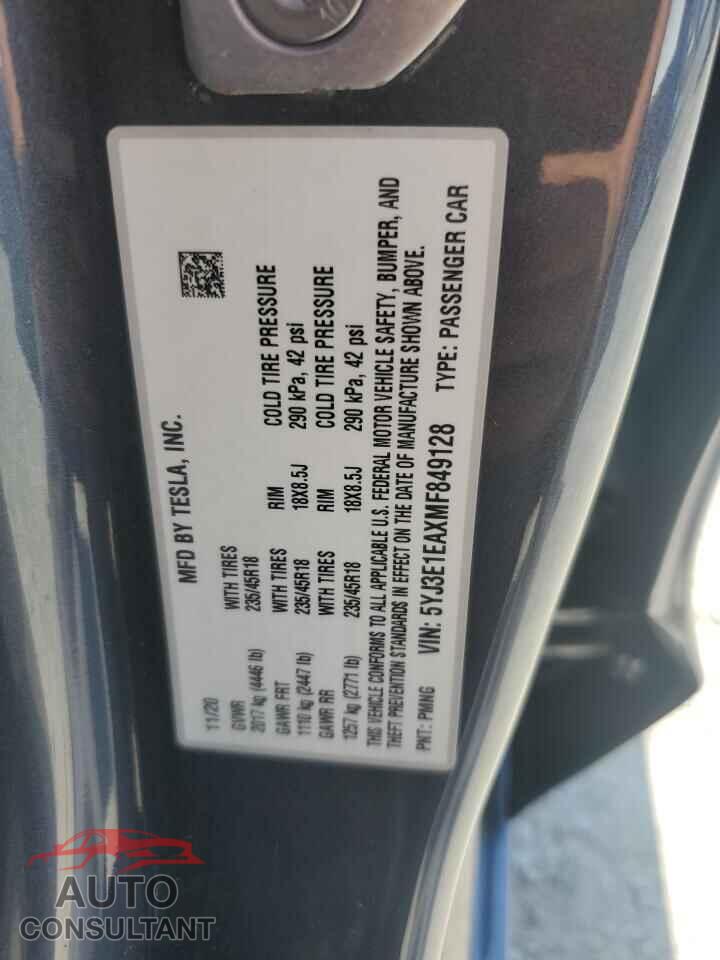 TESLA MODEL 3 2021 - 5YJ3E1EAXMF849128