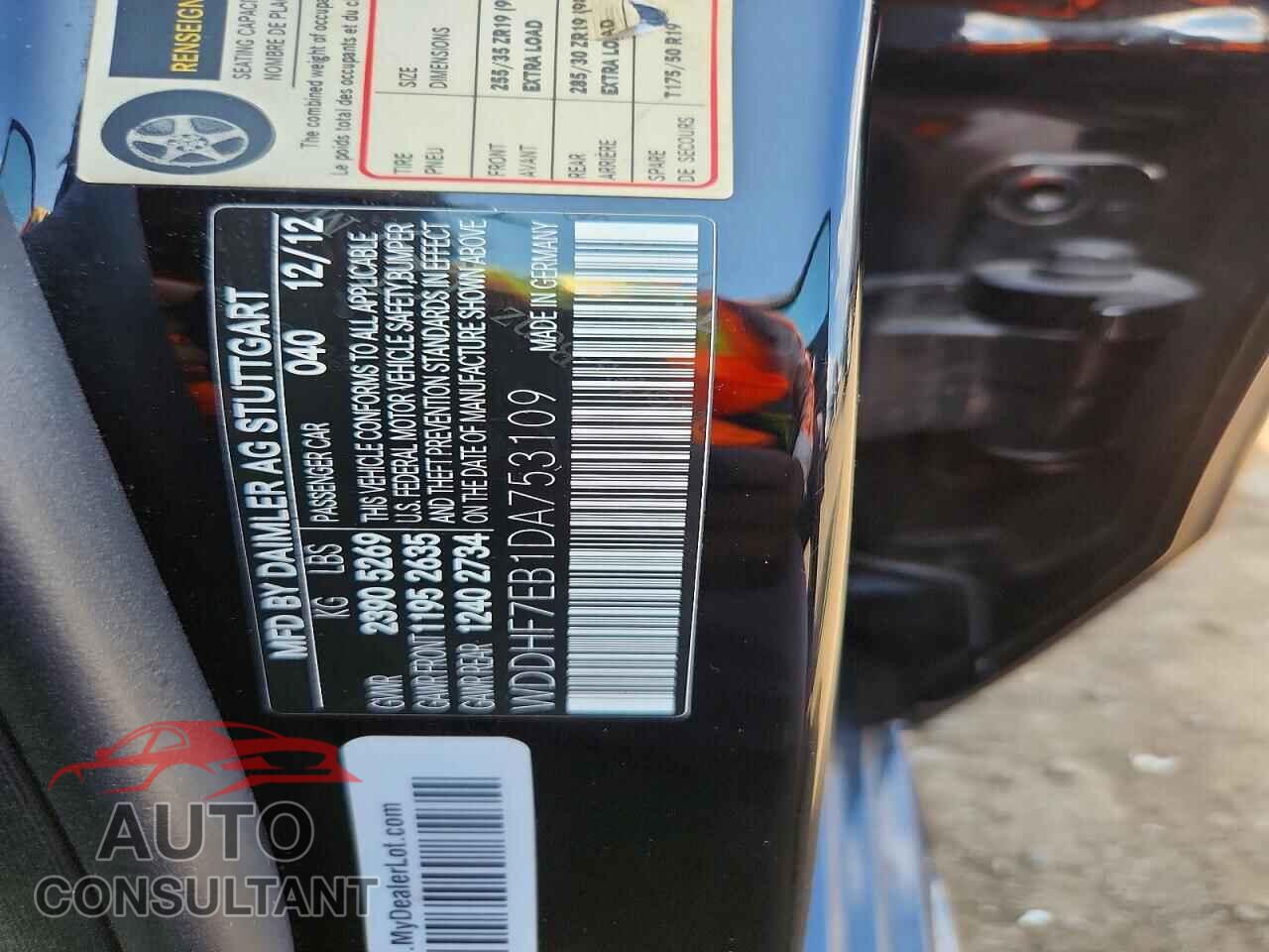 MERCEDES-BENZ E-CLASS 2013 - WDDHF7EB1DA753109