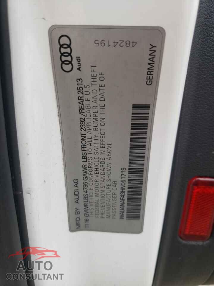 AUDI A4 2017 - WAUANAF43HN051719