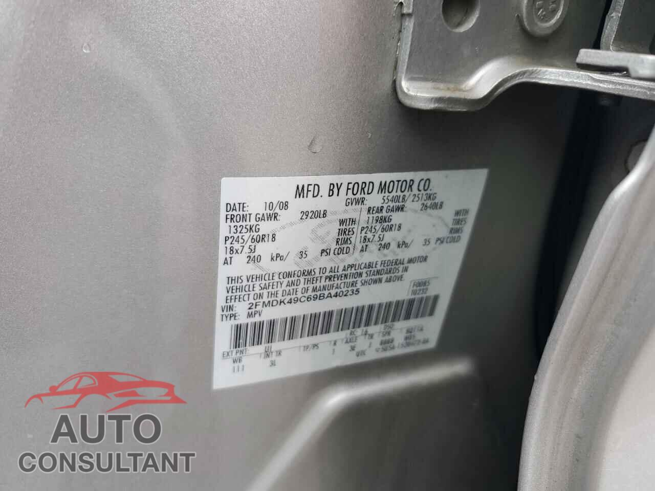 FORD EDGE 2009 - 2FMDK49C69BA40235