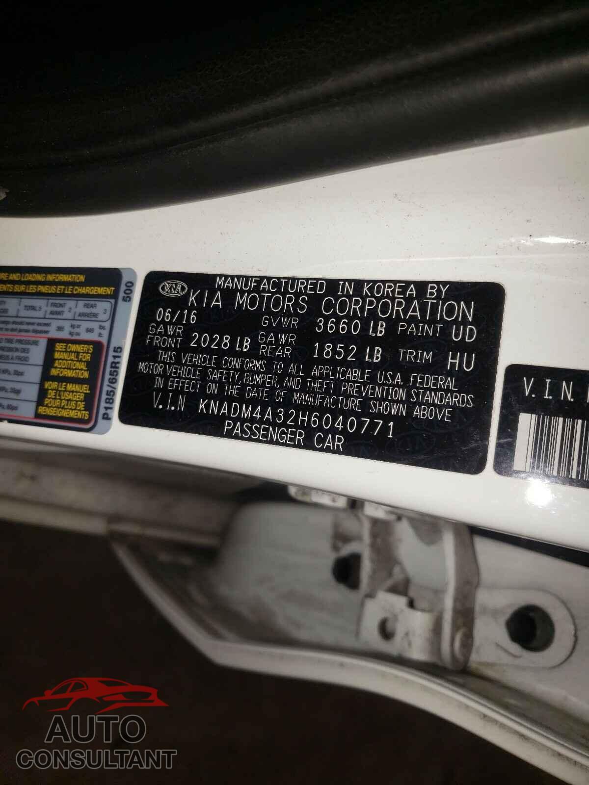 KIA RIO 2017 - KNADM4A32H6040771