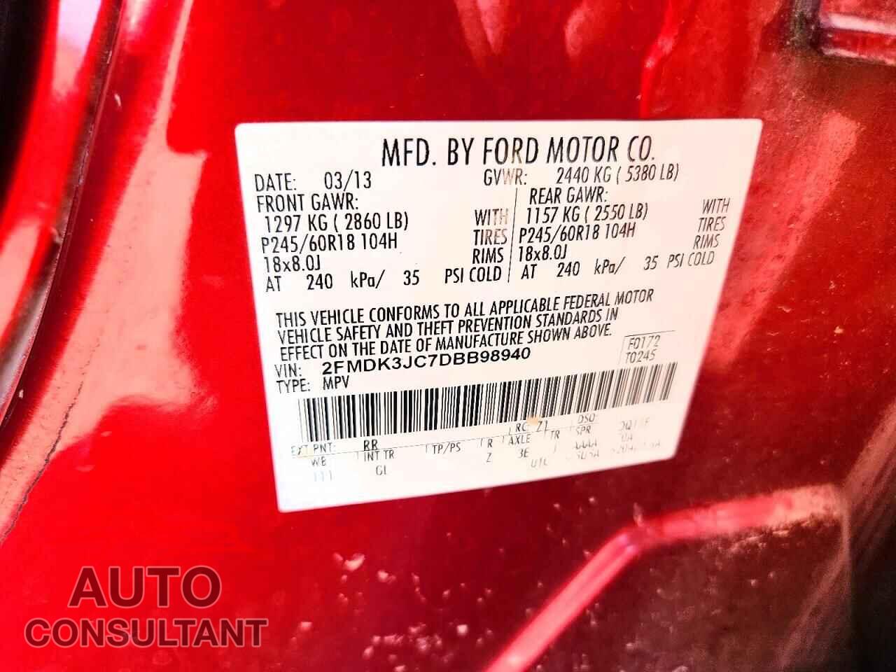FORD EDGE 2013 - 2FMDK3JC7DBB98940