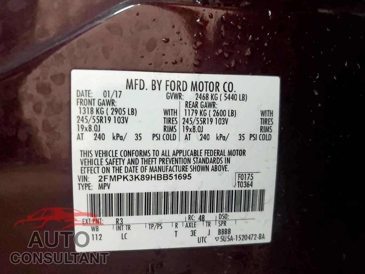 FORD EDGE 2017 - 2FMPK3K89HBB51695