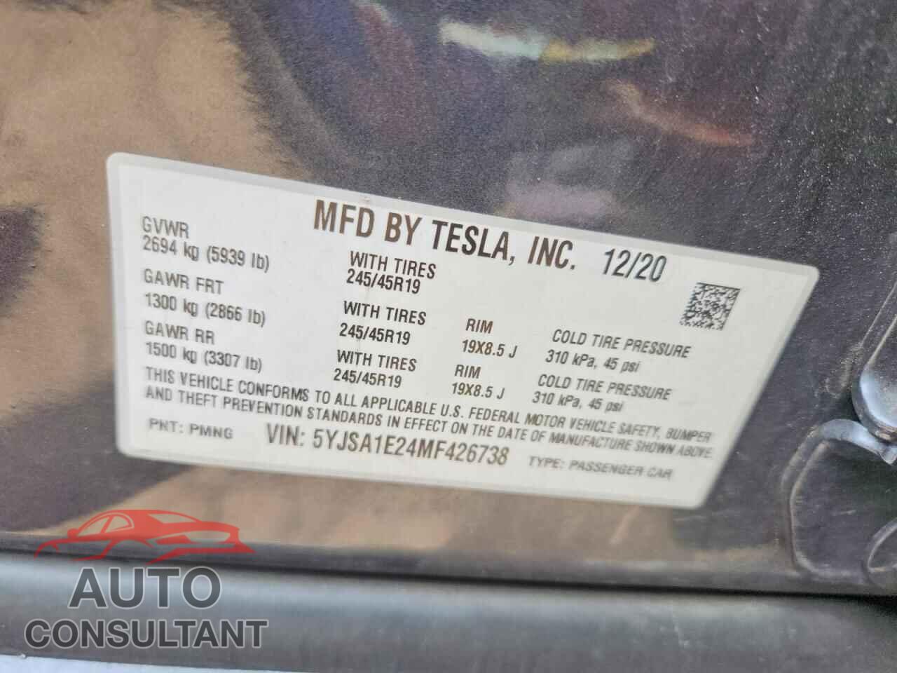 TESLA MODEL S 2021 - 5YJSA1E24MF426738