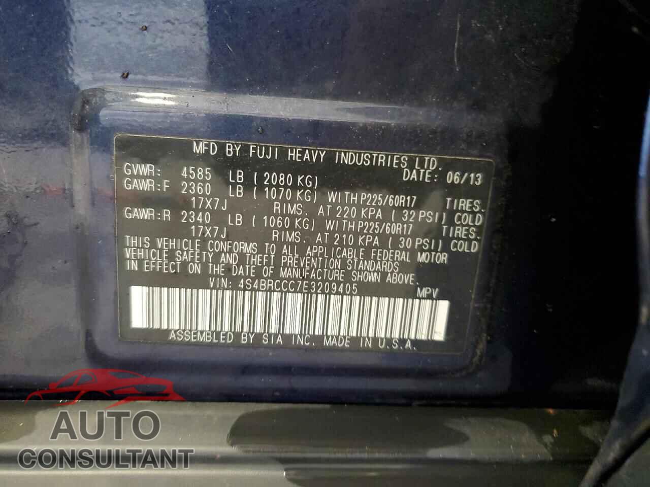 SUBARU OUTBACK 2014 - 4S4BRCCC7E3209405