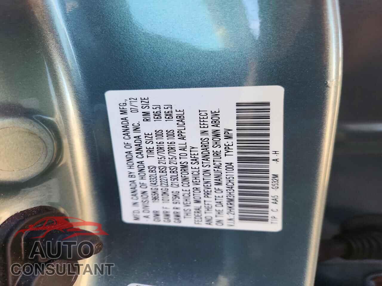 HONDA CRV 2012 - 2HKRM3H34CH511004
