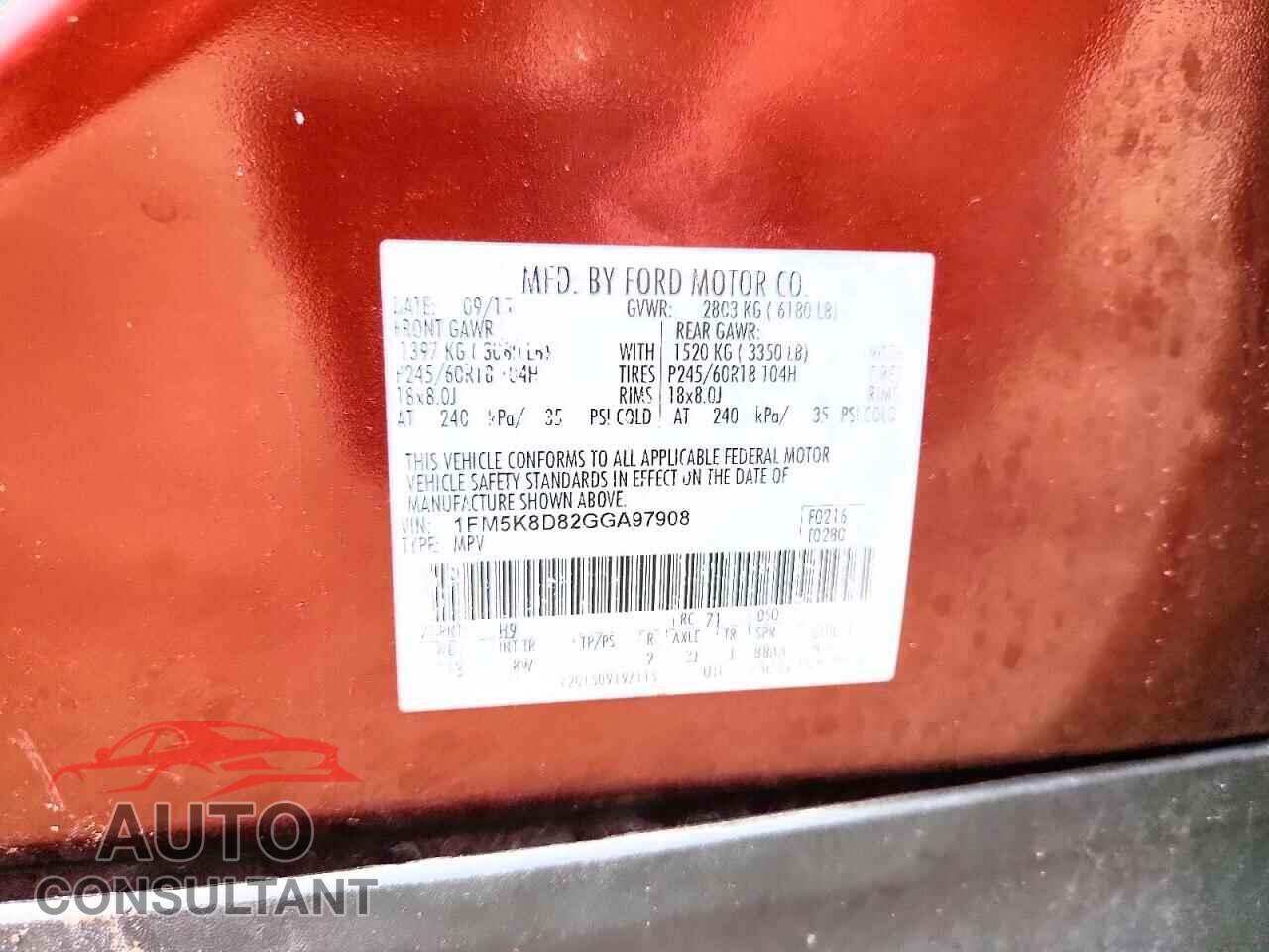 FORD EXPLORER 2016 - 1FM5K8D82GGA97908
