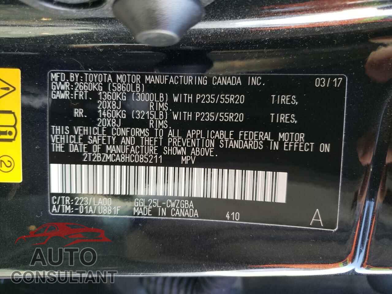 LEXUS RX350 2017 - 2T2BZMCA8HC085211