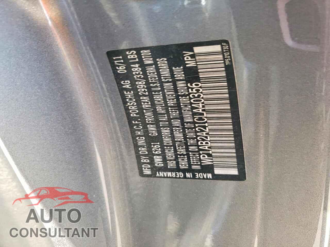 PORSCHE CAYENNE 2012 - WP1AB2A21CLA40356