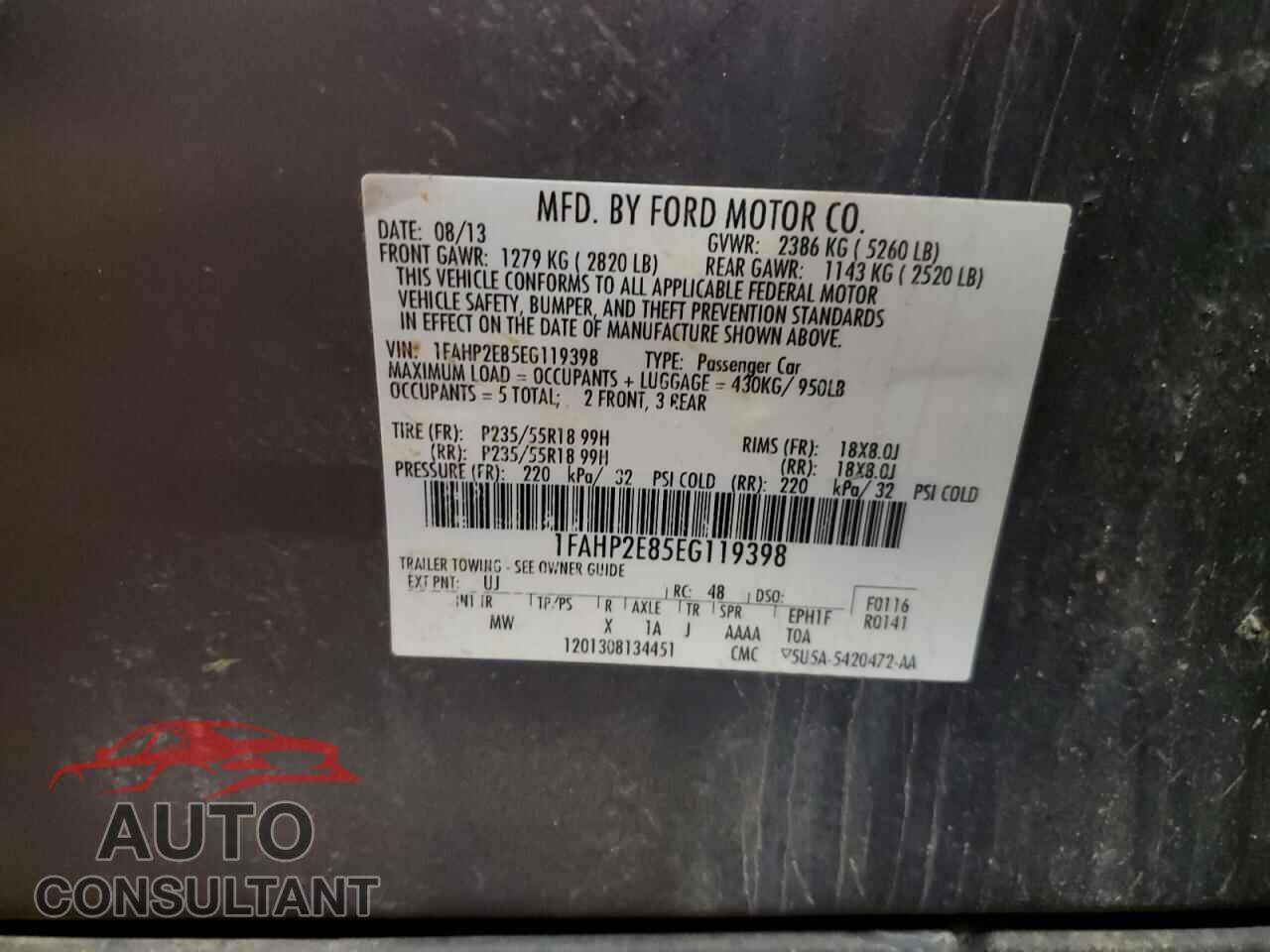 FORD TAURUS 2014 - 1FAHP2E85EG119398